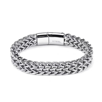 Titanium steel bracelet, Korean version, simple and fashionable, male titanium steel bracelet, wide version, unique, hip-hop, niche, street, Cuban chain