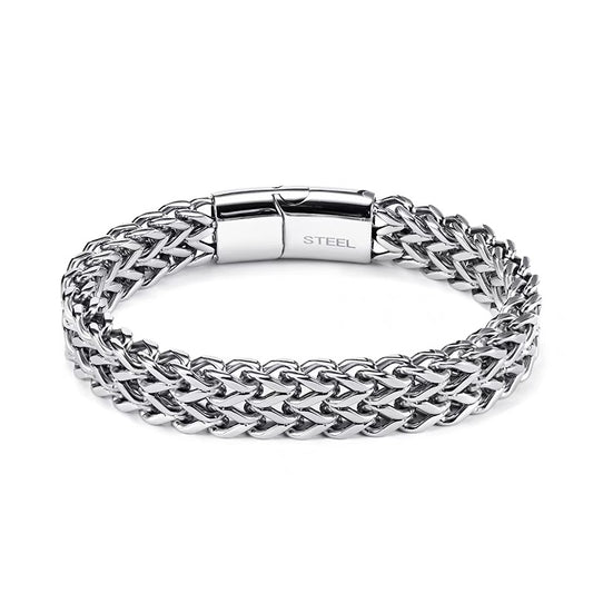 Titanium steel bracelet, Korean version, simple and fashionable, male titanium steel bracelet, wide version, unique, hip-hop, niche, street, Cuban chain