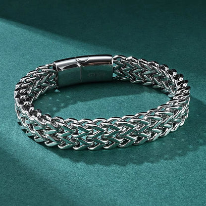 Titanium steel bracelet, Korean version, simple and fashionable, male titanium steel bracelet, wide version, unique, hip-hop, niche, street, Cuban chain