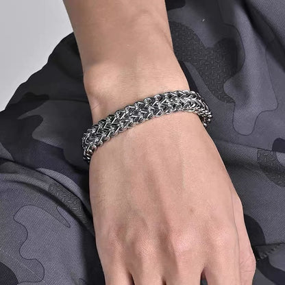 Titanium steel bracelet, Korean version, simple and fashionable, male titanium steel bracelet, wide version, unique, hip-hop, niche, street, Cuban chain