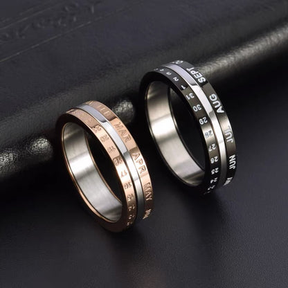Titanium steel ring, digital date ring for men, trendy accessories, rotating ring, niche accessories, men's ring