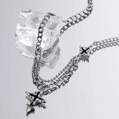 Titanium Steel Necklace Spring and Summer New Model [Melting Cross] Pendant Necklace Men's Trendy Accessory Small-scale Street Accessory