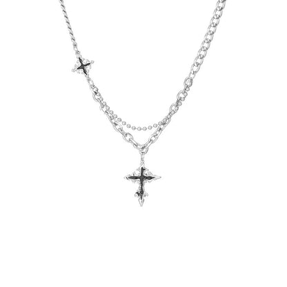 Titanium Steel Necklace Spring and Summer New Model [Melting Cross] Pendant Necklace Men's Trendy Accessory Small-scale Street Accessory