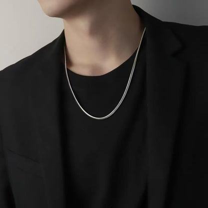 Titanium Steel Necklace Square Snake Bone Chain Men's Trendy Accessory Titanium Steel Plain Chain Simple and Versatile Collar Chain Hip-hop Personality