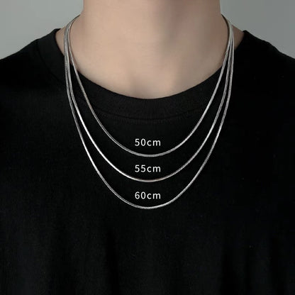 Titanium Steel Necklace Square Snake Bone Chain Men's Trendy Accessory Titanium Steel Plain Chain Simple and Versatile Collar Chain Hip-hop Personality