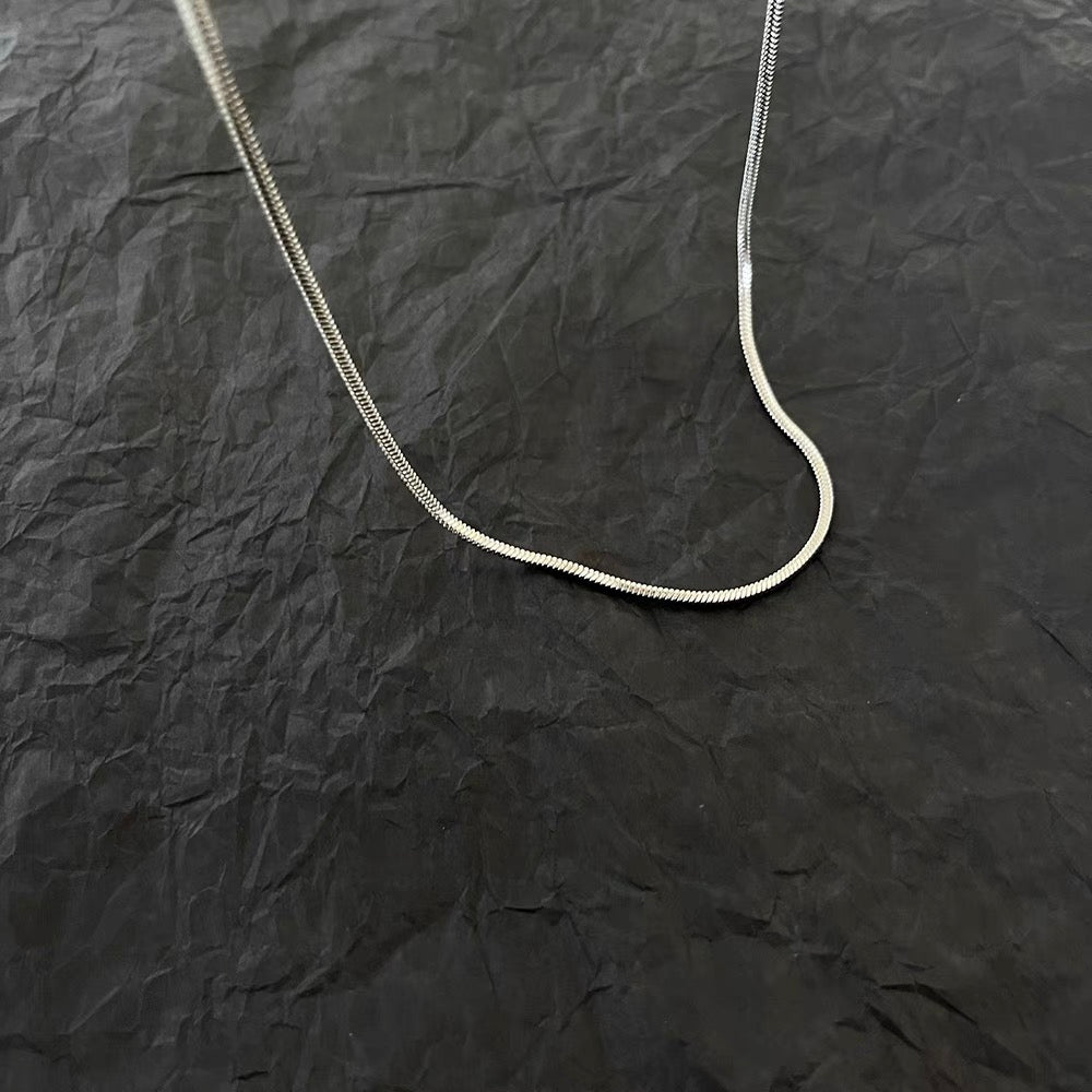 Titanium Steel Necklace Square Snake Bone Chain Men's Trendy Accessory Titanium Steel Plain Chain Simple and Versatile Collar Chain Hip-hop Personality