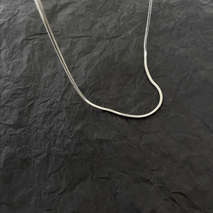 Titanium Steel Necklace Square Snake Bone Chain Men's Trendy Accessory Titanium Steel Plain Chain Simple and Versatile Collar Chain Hip-hop Personality