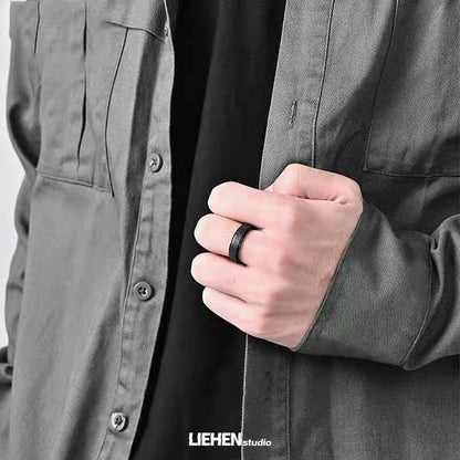 Titanium steel ring, matte rotating ring for men and women, simple, unique, cold style, small niche, simple ring for men with temperament.