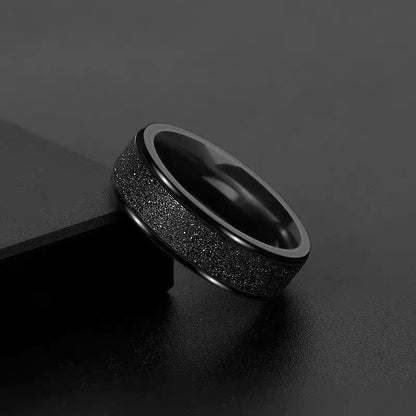 Titanium steel ring, matte rotating ring for men and women, simple, unique, cold style, small niche, simple ring for men with temperament.