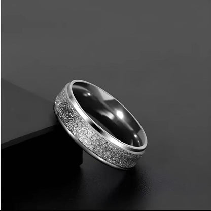 Titanium steel ring, matte rotating ring for men and women, simple, unique, cold style, small niche, simple ring for men with temperament.