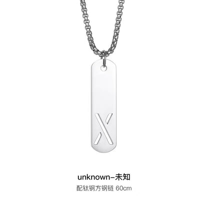 Titanium steel necklace, letter hollow necklace, versatile, simple, personalized pendant, men's necklace, fashionable, niche, light luxury