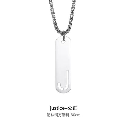 Titanium steel necklace, letter hollow necklace, versatile, simple, personalized pendant, men's necklace, fashionable, niche, light luxury