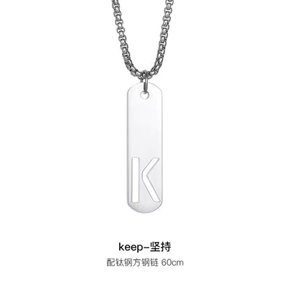 Titanium steel necklace, letter hollow necklace, versatile, simple, personalized pendant, men's necklace, fashionable, niche, light luxury