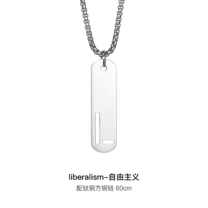 Titanium steel necklace, letter hollow necklace, versatile, simple, personalized pendant, men's necklace, fashionable, niche, light luxury