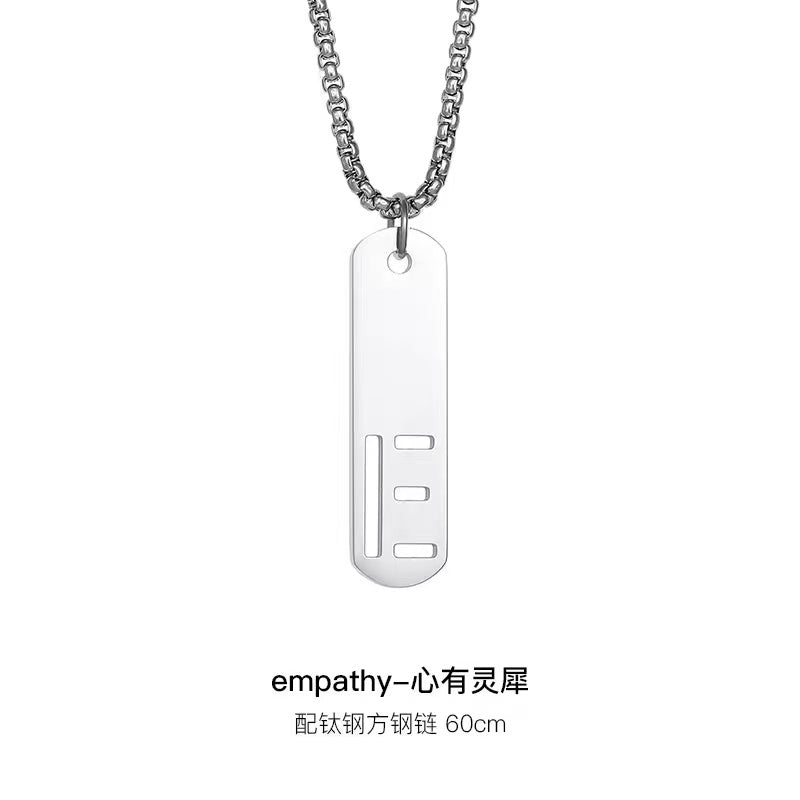 Titanium steel necklace, letter hollow necklace, versatile, simple, personalized pendant, men's necklace, fashionable, niche, light luxury
