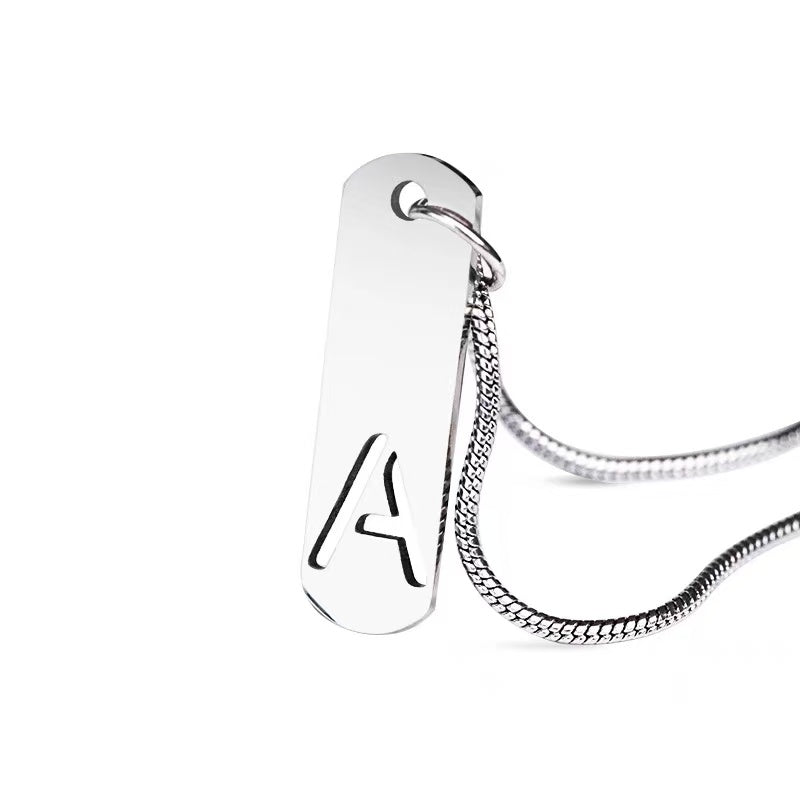 Titanium steel necklace, letter hollow necklace, versatile, simple, personalized pendant, men's necklace, fashionable, niche, light luxury