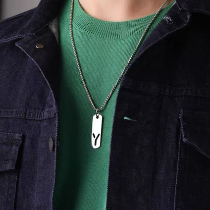 Titanium steel necklace, letter hollow necklace, versatile, simple, personalized pendant, men's necklace, fashionable, niche, light luxury