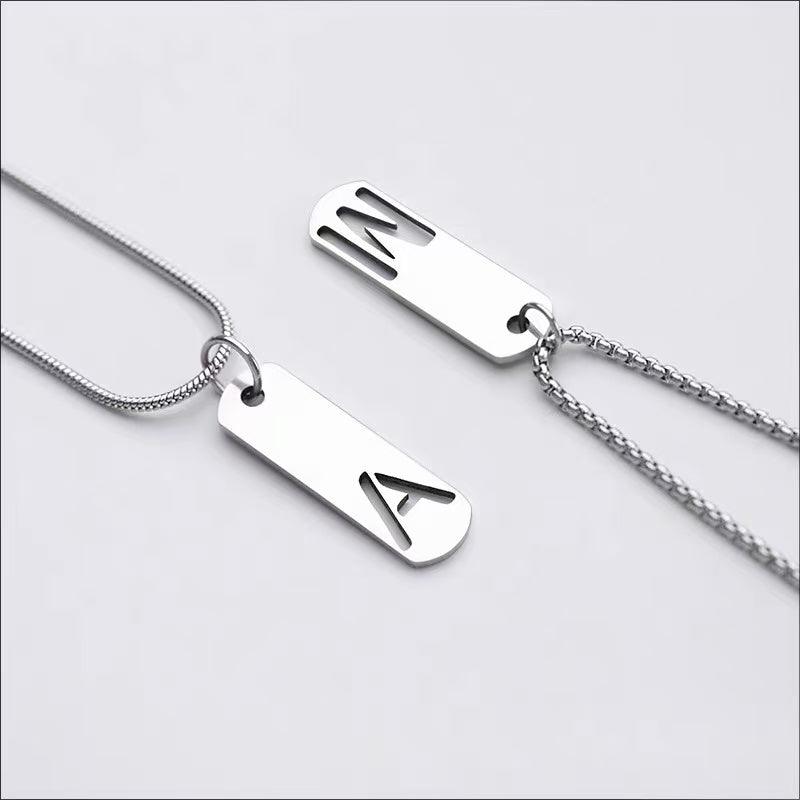Titanium steel necklace, letter hollow necklace, versatile, simple, personalized pendant, men's necklace, fashionable, niche, light luxury