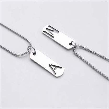 Titanium steel necklace, letter hollow necklace, versatile, simple, personalized pendant, men's necklace, fashionable, niche, light luxury