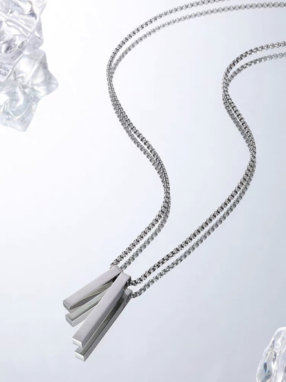 Titanium steel necklace, double-strand necklace pendant, fashionable and trendy, versatile for men's accessories, original necklace for male students