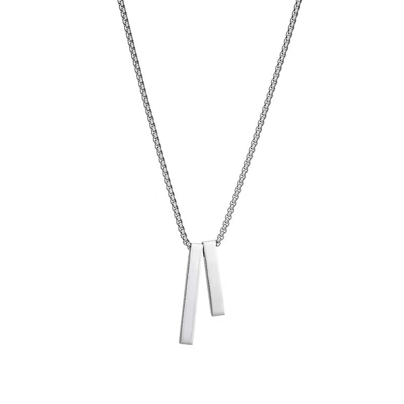 Titanium steel necklace, double-strand necklace pendant, fashionable and trendy, versatile for men's accessories, original necklace for male students