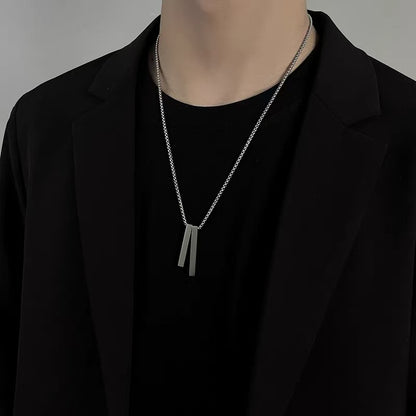 Titanium steel necklace, double-strand necklace pendant, fashionable and trendy, versatile for men's accessories, original necklace for male students