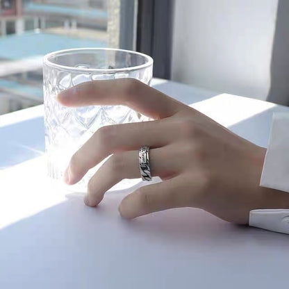 Titanium steel ring, retro glow-in-the-dark ring, trendy men's personalized ring, Korean-style open ring, men's finger cuff
