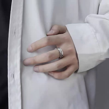 Titanium steel ring, retro glow-in-the-dark ring, trendy men's personalized ring, Korean-style open ring, men's finger cuff