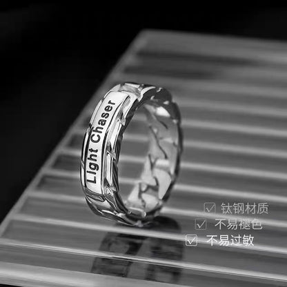 Titanium steel ring, retro glow-in-the-dark ring, trendy men's personalized ring, Korean-style open ring, men's finger cuff