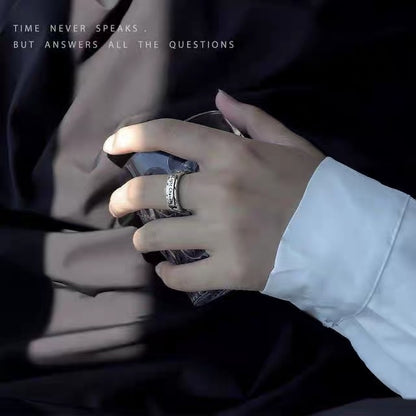 Titanium steel ring, retro glow-in-the-dark ring, trendy men's personalized ring, Korean-style open ring, men's finger cuff