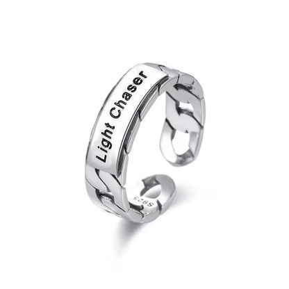 Titanium steel ring, retro glow-in-the-dark ring, trendy men's personalized ring, Korean-style open ring, men's finger cuff