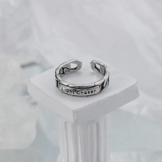 Titanium steel ring, retro glow-in-the-dark ring, trendy men's personalized ring, Korean-style open ring, men's finger cuff