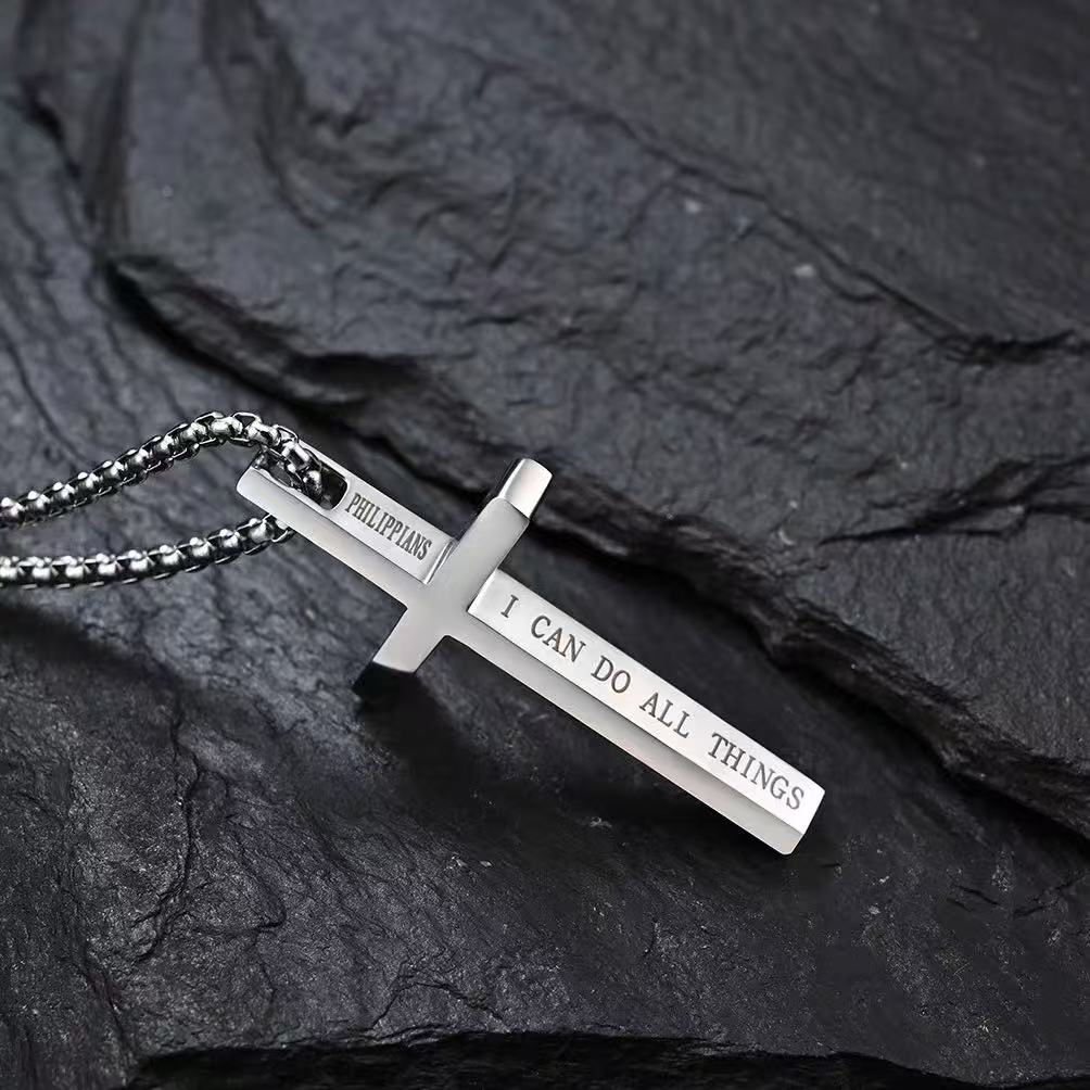 Titanium steel pendant, simple titanium steel cross necklace, neutral style, unisex, suitable for both men and women, can be used as a pendant for a sweater chain.