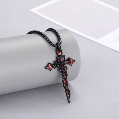 Titanium steel pendant, exclusive design, rose cross pendant necklace, men's sweatshirt chain, high-end titanium necklace