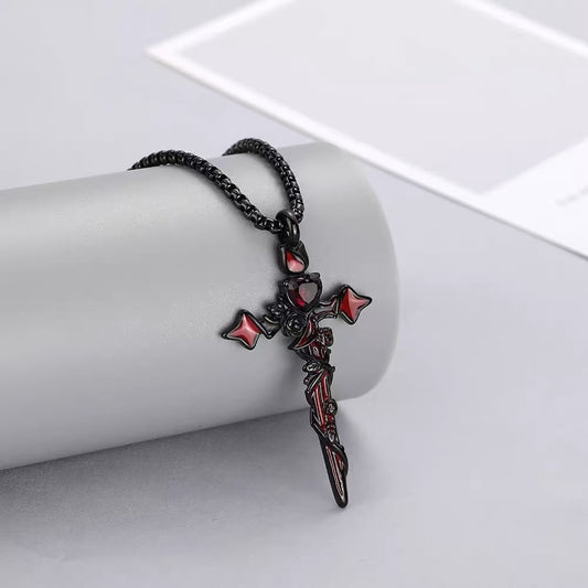 Titanium steel pendant, exclusive design, rose cross pendant necklace, men's sweatshirt chain, high-end titanium necklace