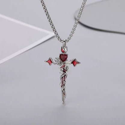 Titanium steel pendant, exclusive design, rose cross pendant necklace, men's sweatshirt chain, high-end titanium necklace