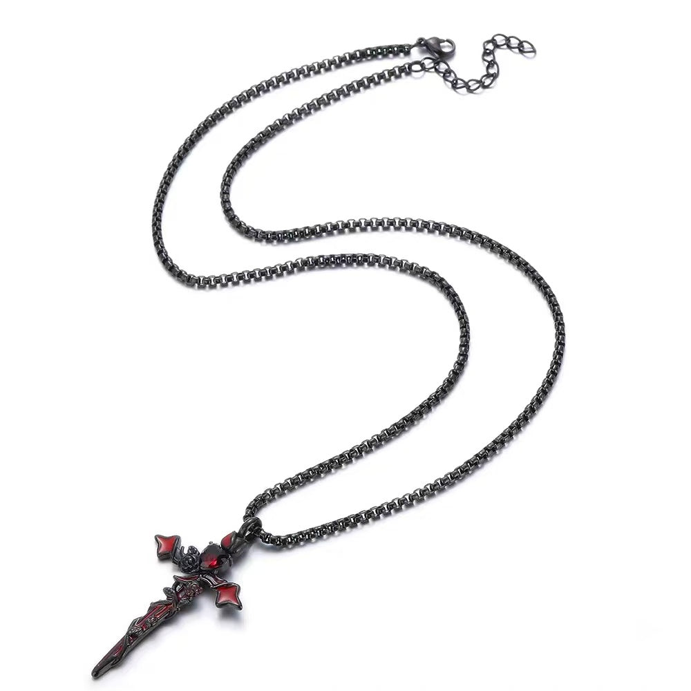 Titanium steel pendant, exclusive design, rose cross pendant necklace, men's sweatshirt chain, high-end titanium necklace