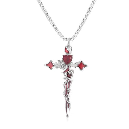 Titanium steel pendant, exclusive design, rose cross pendant necklace, men's sweatshirt chain, high-end titanium necklace