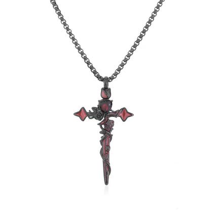 Titanium steel pendant, exclusive design, rose cross pendant necklace, men's sweatshirt chain, high-end titanium necklace