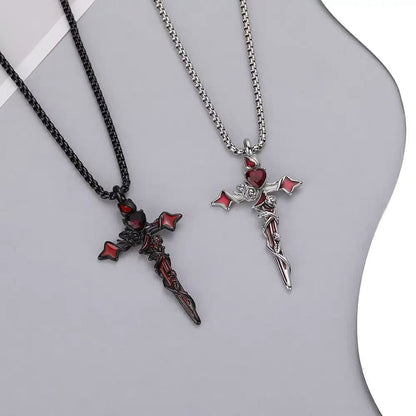 Titanium steel pendant, exclusive design, rose cross pendant necklace, men's sweatshirt chain, high-end titanium necklace
