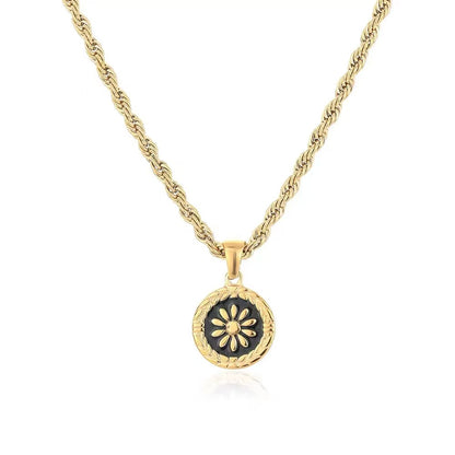 Titanium steel necklace, silver-patterned pendant necklace with a moon-inspired design, suitable for both men and women, versatile accessory for various outfits, trendy and small-batch necklace.
