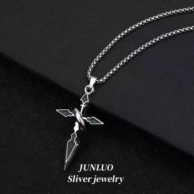 Titanium Steel Necklace, Phantom Wing Star Emblem Pendant Necklace, Men's Hoodie Chain, Male and Female Couple Accessory, Trendy and Niche Fashion Accessory