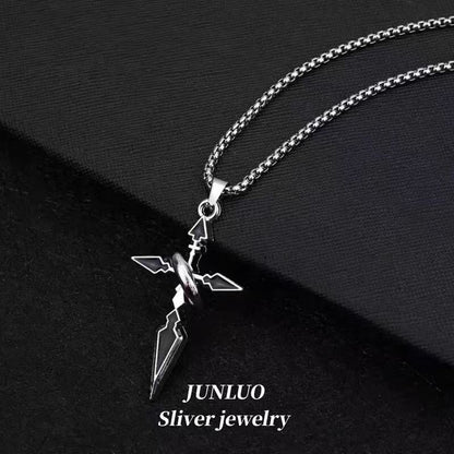 Titanium Steel Necklace, Phantom Wing Star Emblem Pendant Necklace, Men's Hoodie Chain, Male and Female Couple Accessory, Trendy and Niche Fashion Accessory