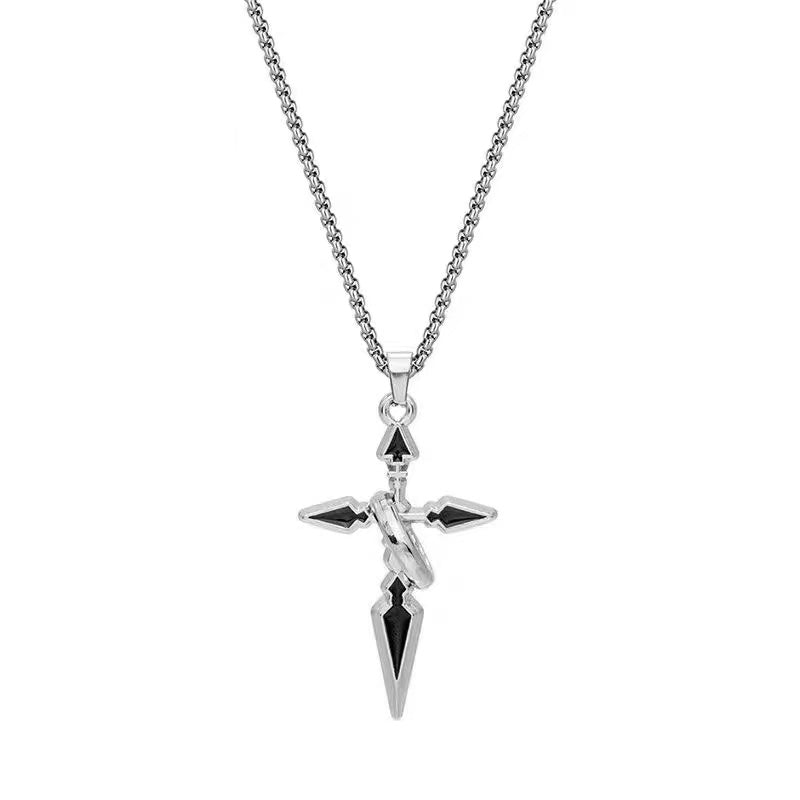 Titanium Steel Necklace, Phantom Wing Star Emblem Pendant Necklace, Men's Hoodie Chain, Male and Female Couple Accessory, Trendy and Niche Fashion Accessory