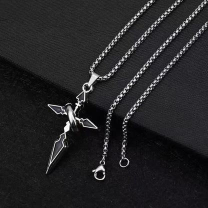 Titanium Steel Necklace, Phantom Wing Star Emblem Pendant Necklace, Men's Hoodie Chain, Male and Female Couple Accessory, Trendy and Niche Fashion Accessory