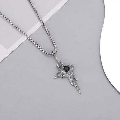 Titanium Steel Pendant, Xuanrui Black Crystal Necklace, Men's Trendy and Niche Pendant, Retro Accessory, Unique Pendant Chain
