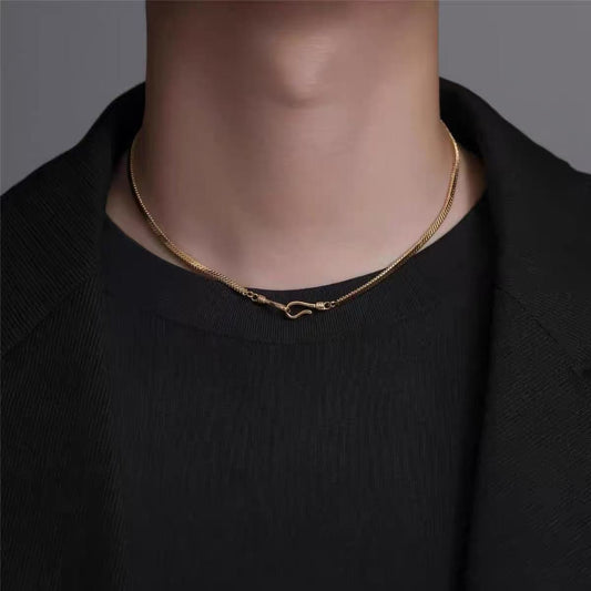 Titanium steel necklace, summer couple's snake bone chain, versatile, simple, distinctive, all-purpose chain with an ins style, gold collar chain