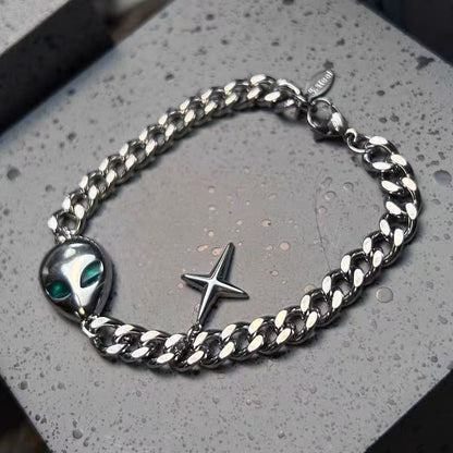 Titanium steel necklace, OFF letter necklace for men, trendy and small-scale, collar chain, simple and versatile, Cuban chain, layered necklace