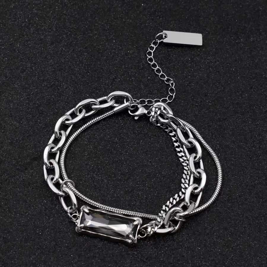 Titanium Steel Necklace [Black Ice Crack] High-end, niche design necklace for men, trendy accessory, simple yet distinctive design