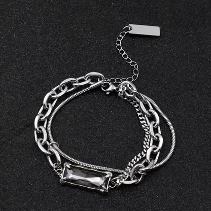 Titanium Steel Necklace [Black Ice Crack] High-end, niche design necklace for men, trendy accessory, simple yet distinctive design